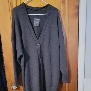 Gray Button-Up Cardigan